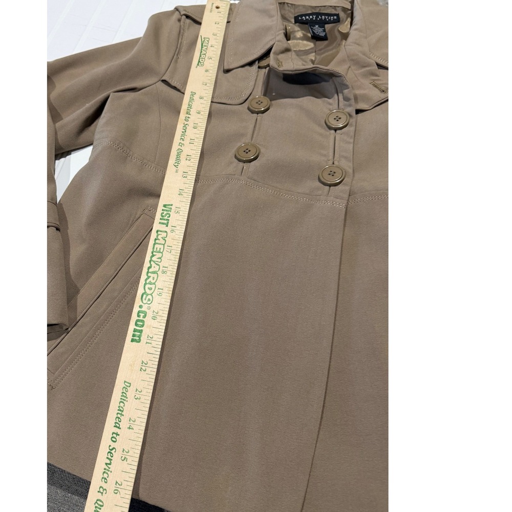 Larry Levine Stretch Tan Khaki Double Breasted Swing Trench Jacket Womens 12 - Picture 4 of 7